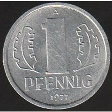 1977 A East Germany 1 Pfennig Coin