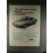 1976 Fiat X1/9 Car Ad - The Mid-Engine Makes it Unique!