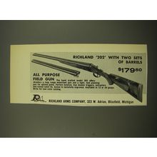 1969 Richland Arms Model 202 Shotgun Ad - All Purpose Field Gun