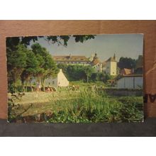 THE LILY POOL and ABBEY, CALDEY ISLAND, PEMBROKESHIRE ..used postcard 1976 pm =