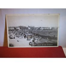 BEACH & BAY, WEYMOUTH, DORSET. used vintage postcard 1953 pm =