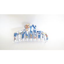 White blue yellow floral hawaiian style hair claw clamp clip