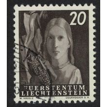 Liechtenstein Girl and sweet corn 1951 Canc SG#290 MI#292 Sc#250