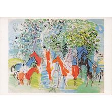 Raoul Dufy Riders Family On Horseback Painting Postcard