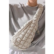 White Marshmallow Quilted Drawstring Decor Sling Bag