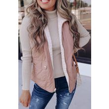 Pink Fleece Lined Quilted Vest Coats
