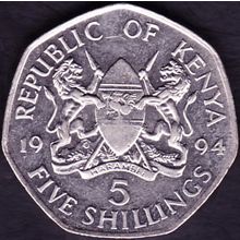 1994 Kenya 5 Shillings Coin