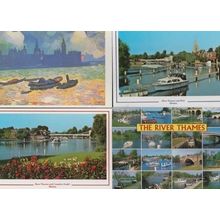 London Thames Complete Angler Marlow Painting Weir 4x Postcard s