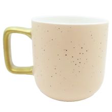 Pink Mug Ceramic 9 CM with Black Dots & Antique Gold Handle Tableware Gift Home