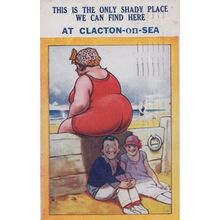 Lovers Under Giant Fat Lady Bum in Clacton On Sea Essex Vintage Comic Postcard