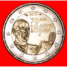 DE GAULLE (1890-1970): FRANCE ★ 2 EURO 1940-2010 SPEECH UNC★LOW START★NO RESERVE