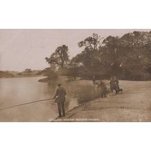 Fishing at Whipps Cross Hollow Pond Walthamstow Old Postcard