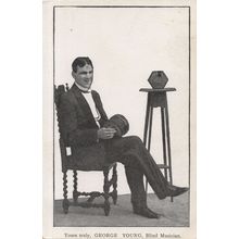 George Young Blind Musician Antique Postcard