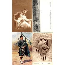 German Trenches Bomb Damage Romance 4x Military WW1 Postcard s