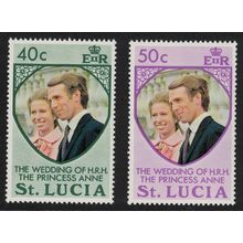 St. Lucia Royal Wedding Princess Anne 2v 1973 MNH SG#365-366