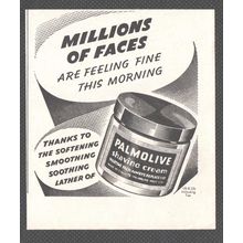 PALMOLIVE SHAVING CREAM :- Post War WWII Original Vintage 1946 Magazine Advert