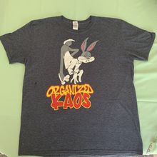 VTG 90s Bugs Bunny ORGANIZED KAOS Graphic Shirt T Shirt Men’s XL Grey Tee Rabbit