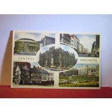 multiview, CENTRAL MANCHESTER. used vintage postcard by Lilywhite 1960 pm =