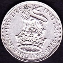 1936 Great Britain 1 Shilling Silver Coin
