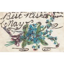 The Name MAY REAL GLITTER ANTIQUE Postcard