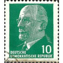 DDR, Walter Ernst Paul Ulbricht, 2nd president, green 1961, 10pf, #4