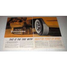 1956 2-page Firestone Supreme Tire Ad - Peace of Mind
