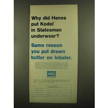 1965 Hanes Statesman Underwear Ad - Lobster