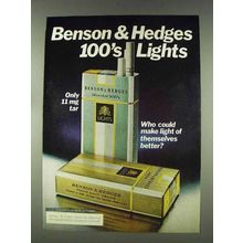 1978 Benson & Hedges 100's Lights Cigarettes Ad