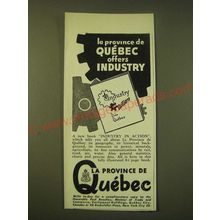 1951 La Province de Quebec Canada Ad - Le province de Quebec offers industry