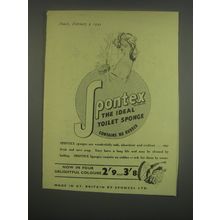 1949 Spontex Sponge Ad - Spontex the ideal toilet sponge contains no rubber