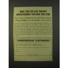 1964 American Express Ad - Make this the last holiday advertisement you read