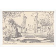 Glastonbury Abbey Sketch Art Postcard G1