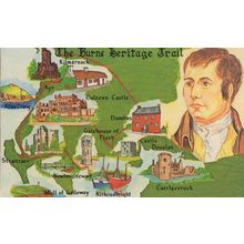 Robert Burns Poet The Heritage Trail 1970s Scottish Map Postcard