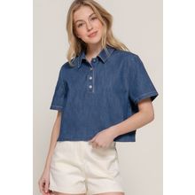 Short Sleeve Boxy Denim Shirt