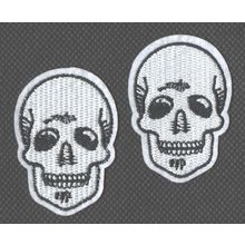 2 x Small SKULL HEAD Embroidered Patches Iron or Sew On ~ UK-POST FREE