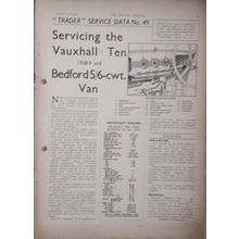 1938-39 Vauxhall Ten Bedford 5/6cwt. Motor Trader Service Data Brochure No. 49