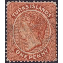 Turks Islands 1883 1d Orange-Brown