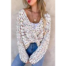 White Confetti Reversible Twist Sweater