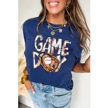 Blue GAME DAY TOUCH DOWN Graphic T Shirt