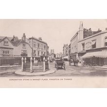 ED 170 KINGSTON ON THAMES - CORONATION STONE AND MARKET PLACE . PRINTED POSTCAR