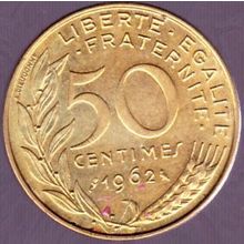 1962 France 50 Centimes Coin 3 Folds