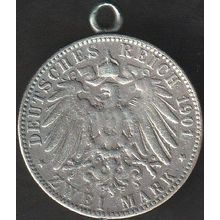 1901 A Germany 2 Mark Silver Coin Prussia