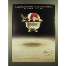 1988 Haagen-Dazs Sorbet & Cream Ad - Makes Light Of Itself