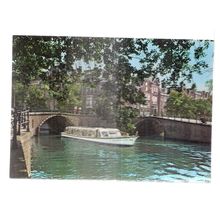 TOURIST BOAT, AMSTERDAM, HOLLAND unused vintage postcard =