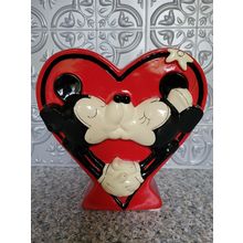 Mickey & Minnie Mouse Kissing Disney Bank Red Heart Valentines