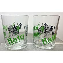 Haig Scotch Whisky Glass Queen Anne White Label VAT 69 White Horse Drinkware x 2