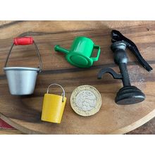 Buckets, Watering Can, & Water Pump for a Dollshouse Garden