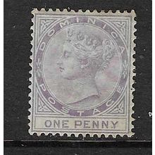 DOMINICA 1883-6 QV WMK CROWN CA 1d LILAC MINT HINGED SG14
