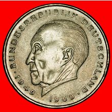 Ⰶ ADENAUER (1876-1967):GERMANY★2 MARKS 1969D I+A+r1 BAVARIA★LOW START★NO RESERVE