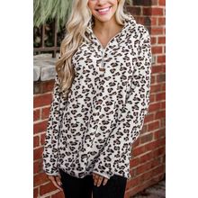 White Family Matching Mom's Leopard Quarter Zip Fleece Sweatshirt